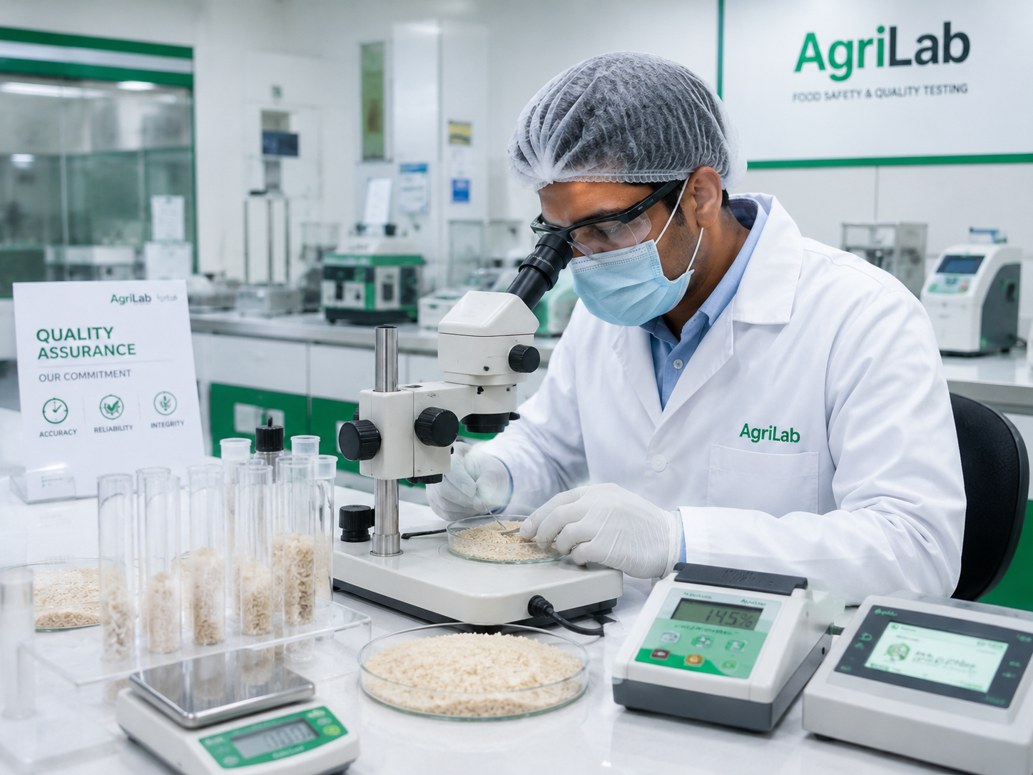 ISO and HACCP certified rice quality assurance lab testing at Syedi Rice